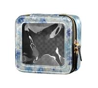 Amooorous Innocent - Bolsa de maquillaje de viaje con diseño de flores aplastadas azul, organizador de maquillaje portátil para viajes, Flor aplastada azul inocente, 1 size