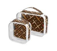 Amooorous - Juego de 2 kits de aseo cuadrados transparentes decorativos para hombre, aprobados por la TSA (conforme a las normas del aeropuerto y de la aerolínea, 1 size, color marrón, Cuadrado