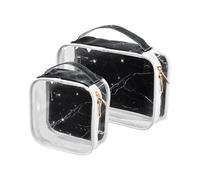 Amooorous - Juego de 2 kits de aseo de viaje decorativos con lentejuelas falsas aprobadas por la TSA - Resistente al agua - Cumple con las normas de las compañías, Grano de Mármol Lentejuelas Negro,