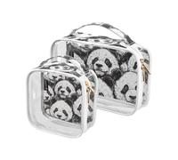 Amooorous - Juego de 2 kits de aseo decorativos para hombre, diseño de panda lindo blanco y negro aprobado por la TSA, resistente al agua, conforme a las normas de las compañías, Panda Lindo Blanco y