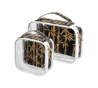 Amooorous - Juego de 2 kits de aseo para mujer, color negro y dorado, aprobados por la TSA para mujer, kit de viaje para mujer, compatible con las normas aeroportuarias y, Chino Negro y Dorado, talla