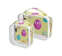 Amooorous - Juego de 2 kits de aseo transparentes para hombre, aprobados por la TSA, conforme a las normas del aeropuerto, bolsa de maquillaje, huevos a cuadros de Pascua, 1 size, Huevos a Cuadros de