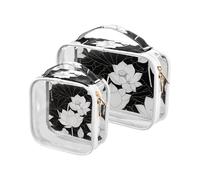 Amooorous - Juego de 2 kits de baño para hombre, diseño de flores en blanco y negro, con certificación TSA (conforme a las normas del aeropuerto, flores en blanco y negro, 1 tamaño), Flor blanca y