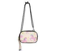 Amooorous Linda bolsa cruzada para cámara de fotos con diseño de unicornios arcoíris rosa para hombre, cómoda con correa ajustable, mini bolsa de hombro impermeable para mujer