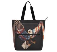 Amooorous Lindas bolsas decorativas para niños y niñas, 4 de julio, Día de la Independencia, pájaro marrón, grande, reutilizable, bolsa de playa con cremallera para la escuela, compras, playa, arco