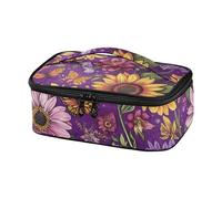 Amooorous Lonchera con pintura al óleo con girasoles amarillos retro (longword) para niña, impermeable, loncheras de mujer para Trabajo