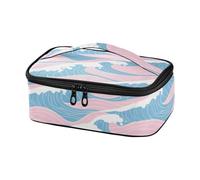 Amooorous Loncheras con forro suave de ondas japonesas de color rosa y azul (longword) para adultos para playa, loncheras escolares para ni?as