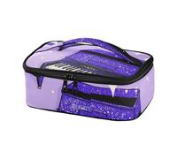 Amooorous Loncheras térmicas para loncheras impermeables para almuerzo con purpurina falsa, diseño de piano, color morado