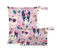 Amooorous Lovely Cute Dogs - Bolsas de traje de baño con cremallera para San Valentín, paquete de 2 bolsas de pañales esenciales con asas para gimnasio, playa