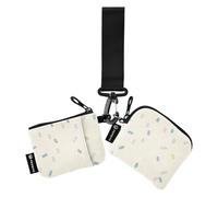 Amooorous Monedero doble beige Simple Spot Graffiti para mujer, fundas minimalistas para tarjetas de identificación, protector con correa de muñeca para uso diario, 2 paquetes, Graffiti simple beige,