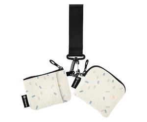 Amooorous Monedero doble beige Simple Spot Graffiti para mujer, fundas minimalistas para tarjetas de identificación, protector con correa de muñeca para uso diario, 2 paquetes, Graffiti simple beige,