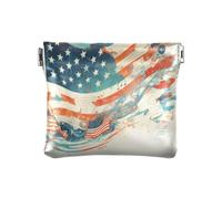 Amooorous Monedero pequeño de cuero para mujer, para el Día de la Independencia, notas musicales, estilo fragmentado, práctico organizador de artículos personales para hombres y mujeres, viajes, Notas