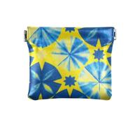 Amooorous Monedero pequeño de cuero teñido anudado azul y amarillo, bolsas organizadoras para hombres y mujeres de viaje, Tinte azul y amarillo, 1 size