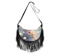 Amooorous Muñeco de nieve en un sombrero de Navidad sonriendo en la nieve, bolsos de hombro para mujer, tamaño mediano, detalle de borlas, bolso cruzado de tamaño mediano para mujer, bolso de hombro