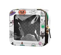 Amooorous Neceser de piel transparente impermeable para fiesta de Halloween, color blanco, Blanco Happy Halloween Party, 1 size