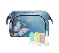 Amooorous Neceser de viaje con diseño de mariposa azul para mujer, bolsa de maquillaje para cosméticos, Blue Butterfly Dream, 1 size
