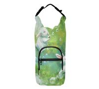 Amooorous On Green Grass There Is A White Bunny Blowing Bubbles - Bolsa transportadora de botellas de agua de varios tamaños para ciclismo, soporte cruzado para botellas de agua, se adapta a botellas