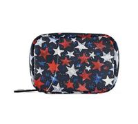 Amooorous Organizador de bolsas de medicinas con compartimentos desmontables, reutilizable, con cremallera, para el Día de la Independencia, color rojo, blanco y azul