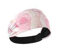Amooorous Organizador de diadema de flores románticas rosas rosas que absorben la humedad, bandas elásticas para el sudor para mujer, para fútbol, yoga, baloncesto, cintas para el cabello de mujer