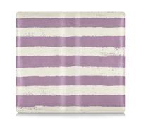 Amooorous Organizador de piel sintética con rayas horizontales de color blanco y morado para registro de coche y seguro para guardar tarjetas y documentos esenciales