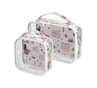 Amooorous Paquete de 2 bolsas de aseo decorativas transparentes de Halloween Mystery Magic, tamaño grande, aprobado por la TSA, reutilizable, pequeña bolsa de cosméticos, bolsa de almacenamiento,