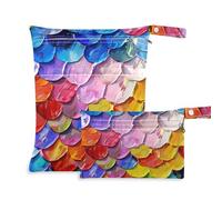 Amooorous Paquete de 2 bolsas húmedas para traje de baño con asas para yoga, baño, diseño de esquemas de colores de arco iris con esquemas de colores de ensueño