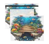 Amooorous Portalápices portátil para bolígrafos A4, papel carta, paquete de 2 unidades, para estudiantes, estudiantes, profesores, suministros 3D, pared blanca, paisaje submarino