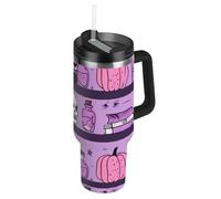 Amooorous Purple Halloween Mystery Magic Vacuum - Botellas de agua reutilizables de 40 onzas, tapa a prueba de fugas y pajilla, taza de viaje decorativa de café de 40 onzas para el hogar, oficina o