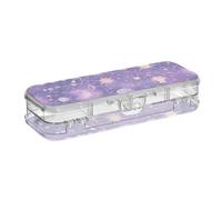 Amooorous Purple Mysterious Universe Planet - Estuche transparente para lápices de doble cubierta, estuche duro para suministros de papelería con tapa
