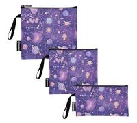 Amooorous Purple Mysterious Universe Planet - Paquete de 3 bolsas reutilizables impermeables para almacenamiento de alimentos para artículos de viaje, organización del hogar