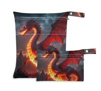 Amooorous Red Flame Dragon - Bolsas impermeables a prueba de agua, paquete de 2 bolsas húmedas para traje de baño con asas para guardería, gimnasio