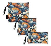 Amooorous Reef Fish - Paquete de 3 bolsas reutilizables para bocadillos y sándwich, bolsa de viaje impermeable para niños, almuerzo escolar y porción de adultos