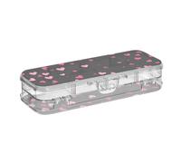 Amooorous Romantic Pink Love on Valentine - Caja de lápices transparente de plástico con 2 capas para artículos de papelería con tapa