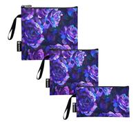 Amooorous Rosas abstractas moradas y azules en el estilo del cubismo, pintura detallada con un fondo oscuro que muestra un patrón floral en colores vibrantes, altamente detallado con ricos trazos de