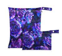 Amooorous Rosas abstractas moradas y azules en estilo de cubismo, pintura detallada con un fondo oscuro que muestra un patrón floral en colores vibrantes, altamente detallado con ricos trazos de