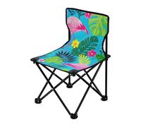 Amooorous Sillas compactas de campamento para adultos, diseño de flamencos de verano, diseño de hojas de flor, color azul, para exteriores, con bolsa de transporte incluida para deportes y campamentos