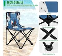 Amooorous Sillas de camping plegables con patrón de gato infantil, color azul cielo, silla portátil ligera para esperar en línea, incluye bolsa de transporte para viajes de picnic