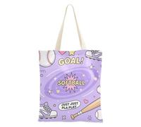 Amooorous Softball Just Play - Bolsa de lona mediana con asas para profesores, diseño morado