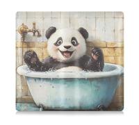 Amooorous Soporte de cuero para registro de coche y seguro de coche con diseño de panda blanco de dibujos animados para documentos esenciales, licencia de conducir, tarjetas, Lindo panda de baño