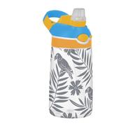 Amooorous Style Falcon - Botellas de agua deportivas grises con popote de silicona, taza portátil para viajes, camping, deportes, botella de agua para ni? os