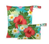 Amooorous Summer Plumeria Hibiscus Flower - Bolsa impermeable para viajes, paquete de 2 artículos esenciales de viaje para bebé con asas para guardería, piscina