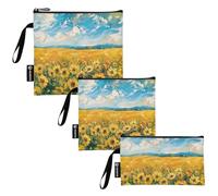 Amooorous Sunflower Field Under Bright Sunlight, paquete de 3 bolsas reutilizables para sándwich, bolsas de alimentos multiusos para mujeres y niñas