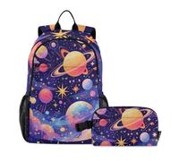 Amooorous Surrealism - Mochila escolar para niños de 7 a 10 años con bolsa de almuerzo, mochila escolar para niños con lonchera, Surrealismo Colorido Planeta Cósmico