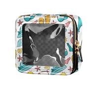 Amooorous White Beach Vacation Party - Bolsa organizadora de maquillaje transparente para artículos de tocador, bolsas organizadoras de cuero para viajes, Fiesta de vacaciones en la playa blanca, 1