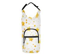 Amooorous Yellow Star - Portabotellas de agua con burbujas para ahorrar espacio, soporte aislado para botellas de agua con correa, se adapta a botellas de 20 onzas, 24 onzas, 32 onzas, 40 onzas