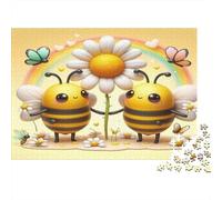 Amor Abeja Flor 1000 Piezas Puzzle Adultos Dos Abejas Lindas Sosteniendo Margarita para Adultos y Niños Mayores de 12 Años + Regalo 52x38cm/1000pzs