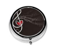 Amor agudo y música. Este pequeño pastillero redondo de viaje de tres compartimentos es perfecto para almacenar medicamentos diarios, vitaminas y sobre la marcha.