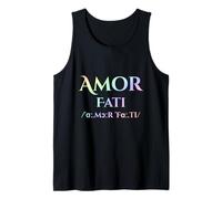 Amor al destino Filosofía estoica latina Pastel Rainbow Camiseta sin Mangas