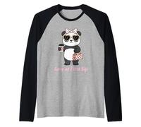 Amor al Primer sorbo Panda Coffee Lover Cute Valentine Camiseta Manga Raglan
