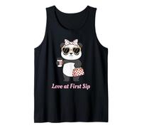 Amor al Primer sorbo Panda Coffee Lover Cute Valentine Camiseta sin Mangas